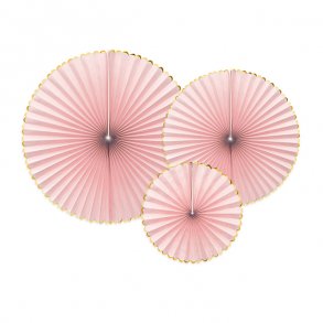 Rosetter med ophng, Lyserd/guld, 3 stk.