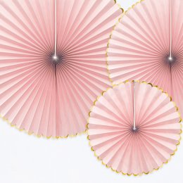 Rosetter med ophng, Lyserd/guld, 3 stk.