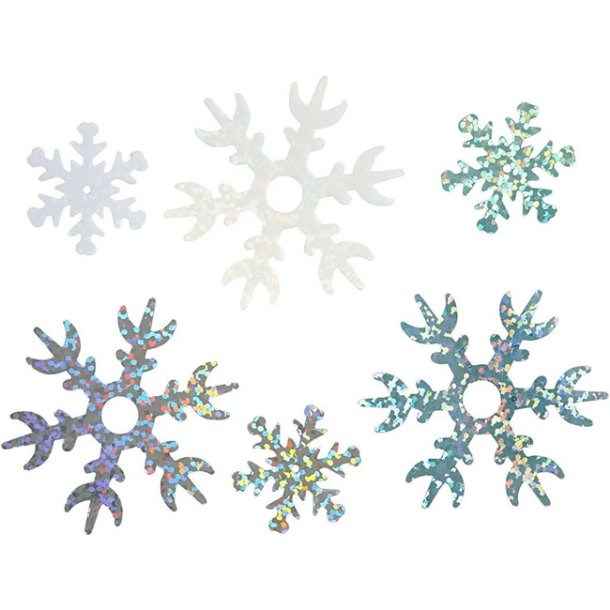 Snowflakes pailletter, lysebl, slv, hvid, 30 gram 