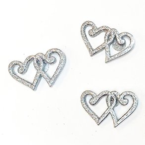 Bordpynt/stickers, Slvhjerter duo, 12 stk.