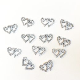 Bordpynt/stickers, Slvhjerter duo, 12 stk.