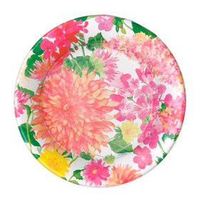 Paptallerkner fra Caspari, Forret/Dessert - Sommerblomster, 8 stk.