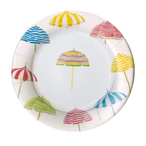 Paptallerkner fra Caspari, Forret/dessert - Strandparasoller, 8 stk.