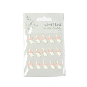 Stickers til invitationer/bordkort - Sutteflasker i lyserd satin