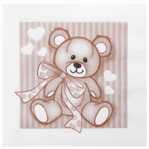 Barnedb servietter, Stor bamse, sand/brun