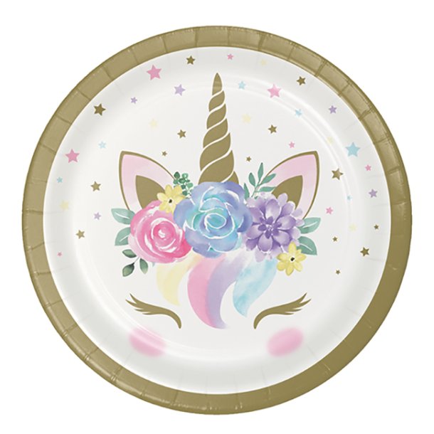 Paptallerkner, Unicorn, kagestr. 8 stk. 