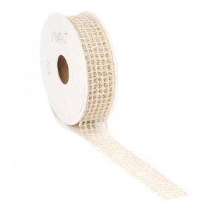 Bnd, creme/naturfarvet gitterbnd, 8 meter