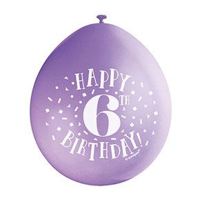 Hngeballoner med 6-tal, blandede farver, 5 stk.