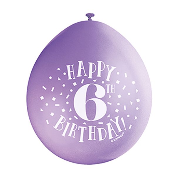 Hngeballoner med 6-tal, blandede farver, 5 stk.