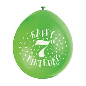 Hngeballoner med 7-tal, blandede farver, 5 stk.