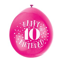 Hngeballoner med 10-tal, blandede farver, 5 stk.