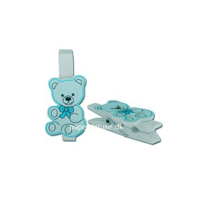 Klemme med bamse, turkis, 8 stk.