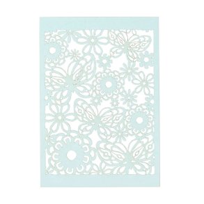 Blondekarton med blomst og sommerfugl, babybl/lysebl, 10 stk.