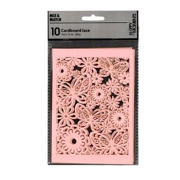 Blondekarton med blomst og sommerfugl, lyserd, 10 stk.