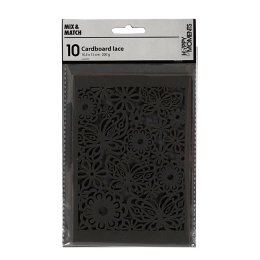 Blondekarton med blomst og sommerfugl, sort, 10 stk.