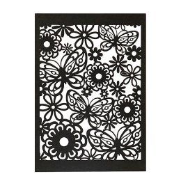 Blondekarton med blomst og sommerfugl, sort, 10 stk.