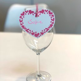 Bordkort 10 stk. - Hjerte pink