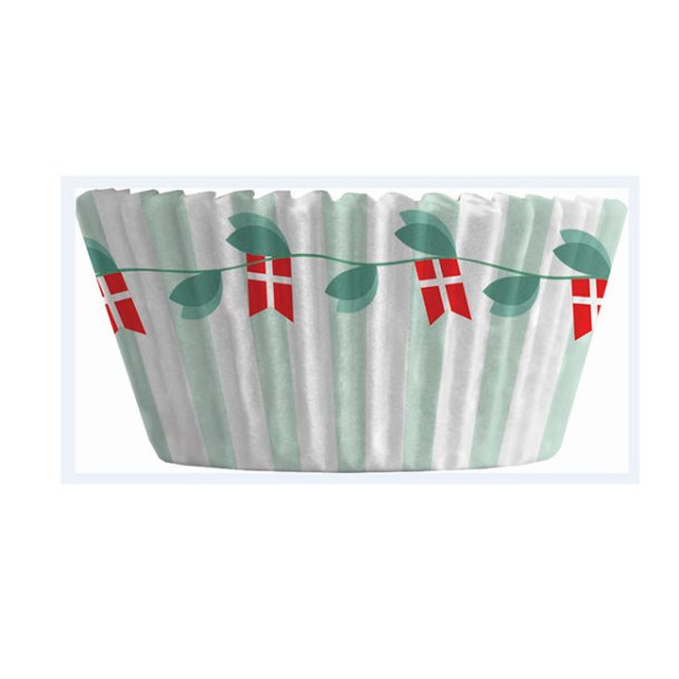 Fdselsdagscupcake med stvgrnne striber, 30 stk.