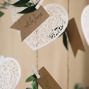 Dekorationspapir, hjerte, lasercut, 10 stk.