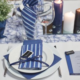 Ihr Servietter, Bl/Denim striber, frokoststr. 20 stk