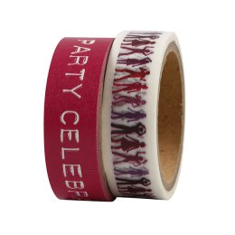 Designtape/maskingtape, pink, 2 stk.