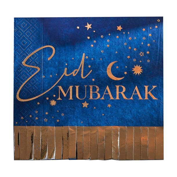 Eid servietter, bl/guld, 16 stk.