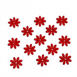 Filt blomster, rd, mellem str., 18 stk.