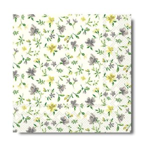 Ihr servietter, Fleurs gr/gul, frokoststr. 20 stk.