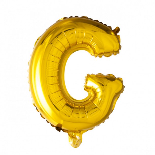 Bogstavballon af guldfolie, Bogstav G, 41 cm.