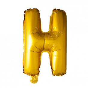 Bogstavballon af guldfolie, Bogstav H, 41 cm.