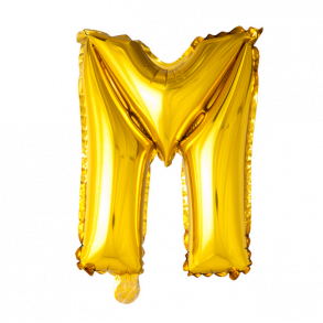Bogstavballon af guldfolie, Bogstav M, 41 cm.