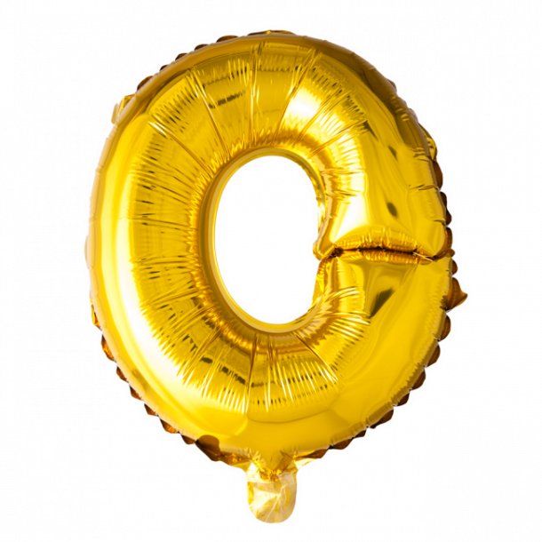 Bogstavballon af guldfolie, Bogstav O, 41 cm.