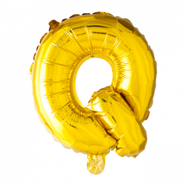 Bogstavballon af guldfolie, Bogstav Q, 41 cm.