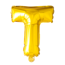 Bogstavballon af guldfolie, Bogstav T, 41 cm.