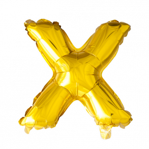 Bogstavballon af guldfolie, Bogstav X, 41 cm.