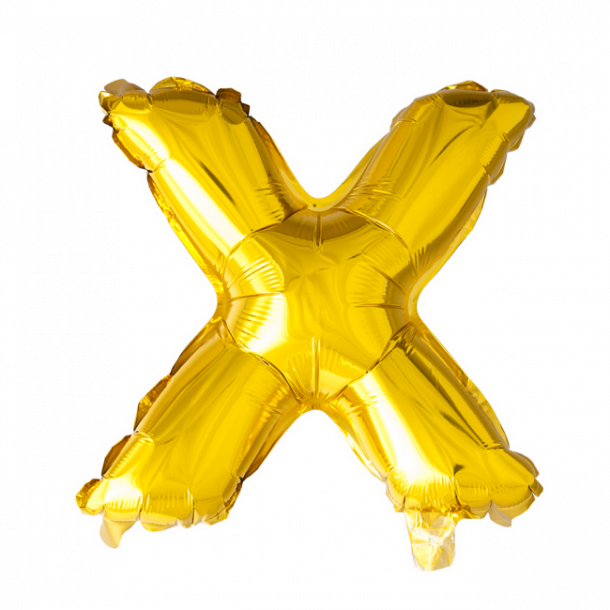 Bogstavballon af guldfolie, Bogstav X, 41 cm.