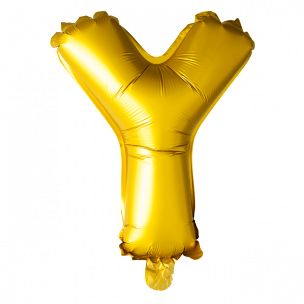 Bogstavballon af guldfolie, Bogstav Y, 41 cm.