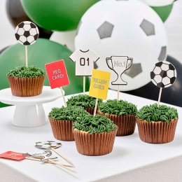 Food flag/ cake toppers, Fodboldtema, 12 stk.