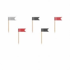 Food flag med rde/sorte/hvide prikker, 6 stk.