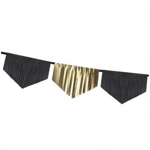 Guirlande, guld/sort med frynser, 3 meter.