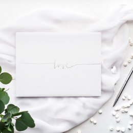 Gstebog 'LOVE', hvid/slv