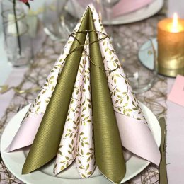 Ihr servietter, Blade guld/rosa/pudder, frokoststr. 20 stk.