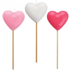 Hjertelys i 3 farver, Lyserd/pink