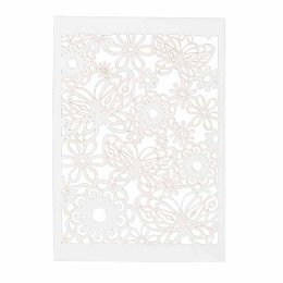 Blondekarton med blomst og sommerfugl, hvid, 10 stk.