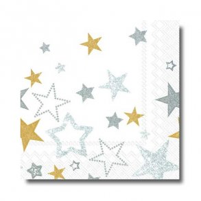 Ihr servietter, Hvid med stjerner, Frokost, 20 stk.