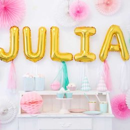 Bogstavballon af guldfolie, Bogstav L, 41 cm.