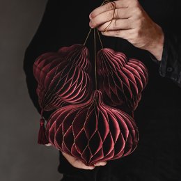 Pom pom/honeycomb, Julekugle, 16x15 cm, 1 stk.