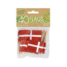 Kageflag med dannebrog, 40 stk. ECO