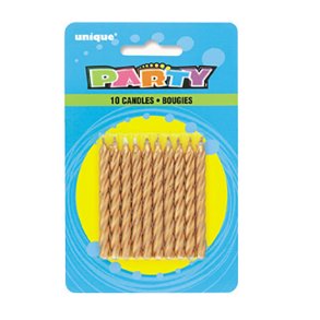 Kagelys, guld spiral, 5,3 cm, 10 stk.