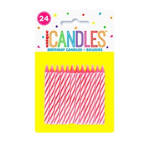 Kagelys, pink spiral, 5,3 cm, 24 stk.